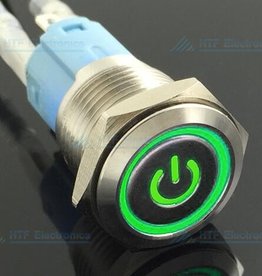 Drukschakelaar Latching met Verlicht logo en ringverlichting Groen