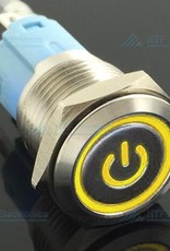 Drukschakelaar Latching met Verlicht logo en ringverlichting Geel