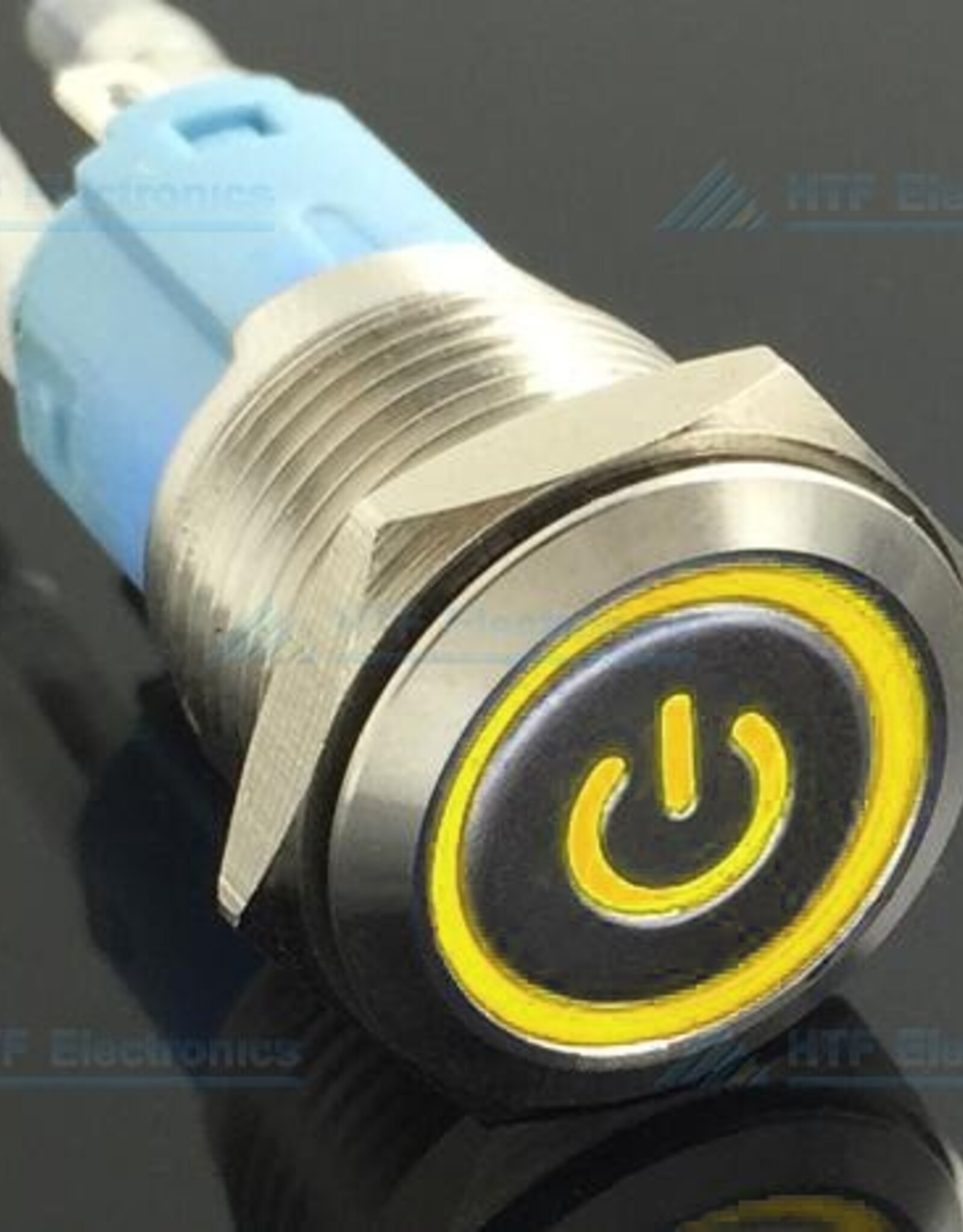 Drukschakelaar Latching met Verlicht logo en ringverlichting Geel