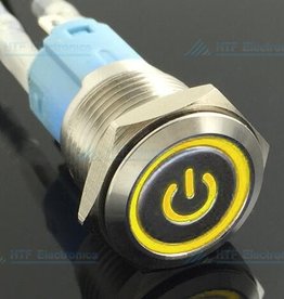 Drukschakelaar Latching met Verlicht logo en ringverlichting Geel