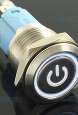 Drukschakelaar Latching met Verlicht logo en ringverlichting Wit