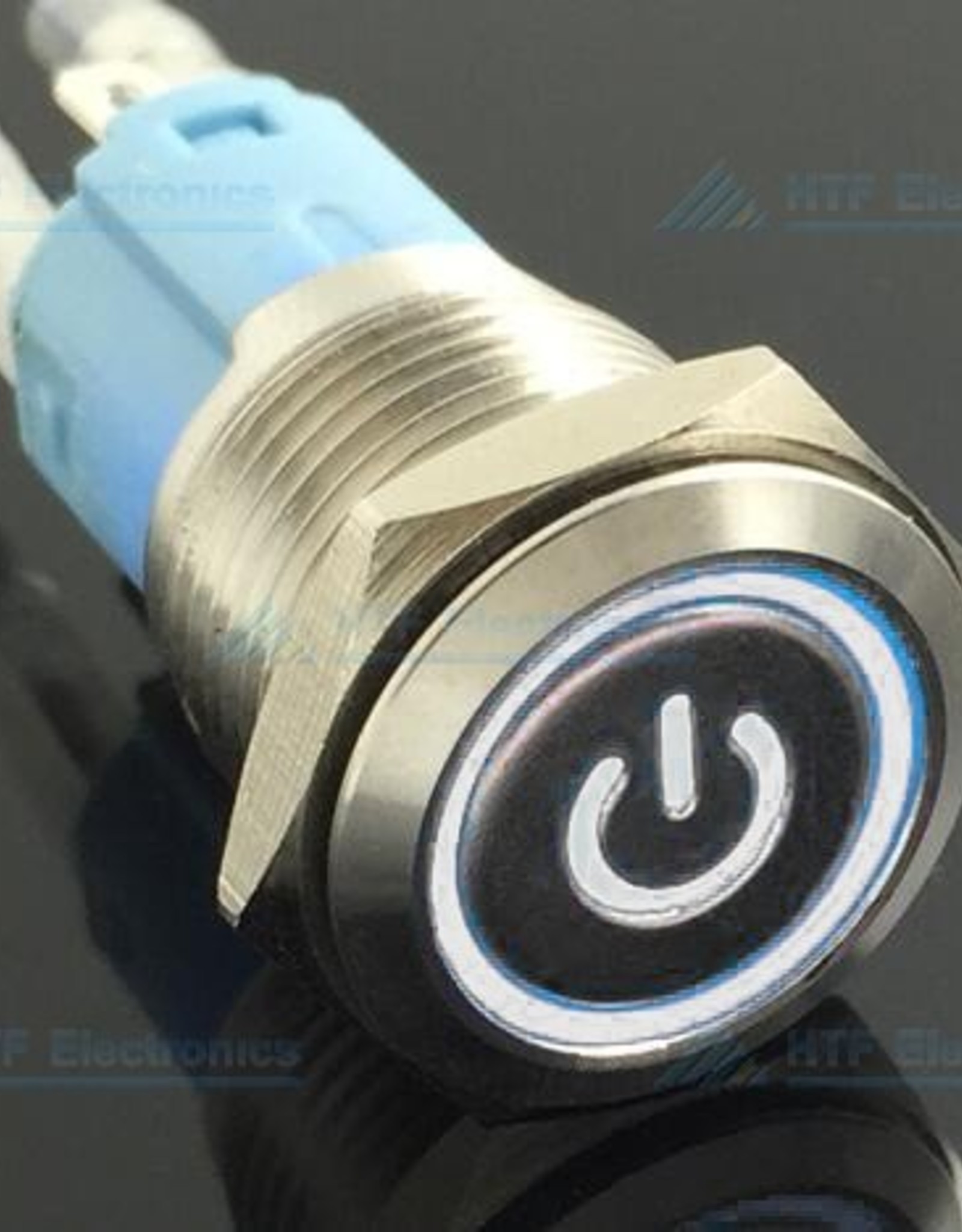 Drukschakelaar Latching met Verlicht logo en ringverlichting Wit