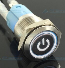 Drukschakelaar Latching met Verlicht logo en ringverlichting Wit