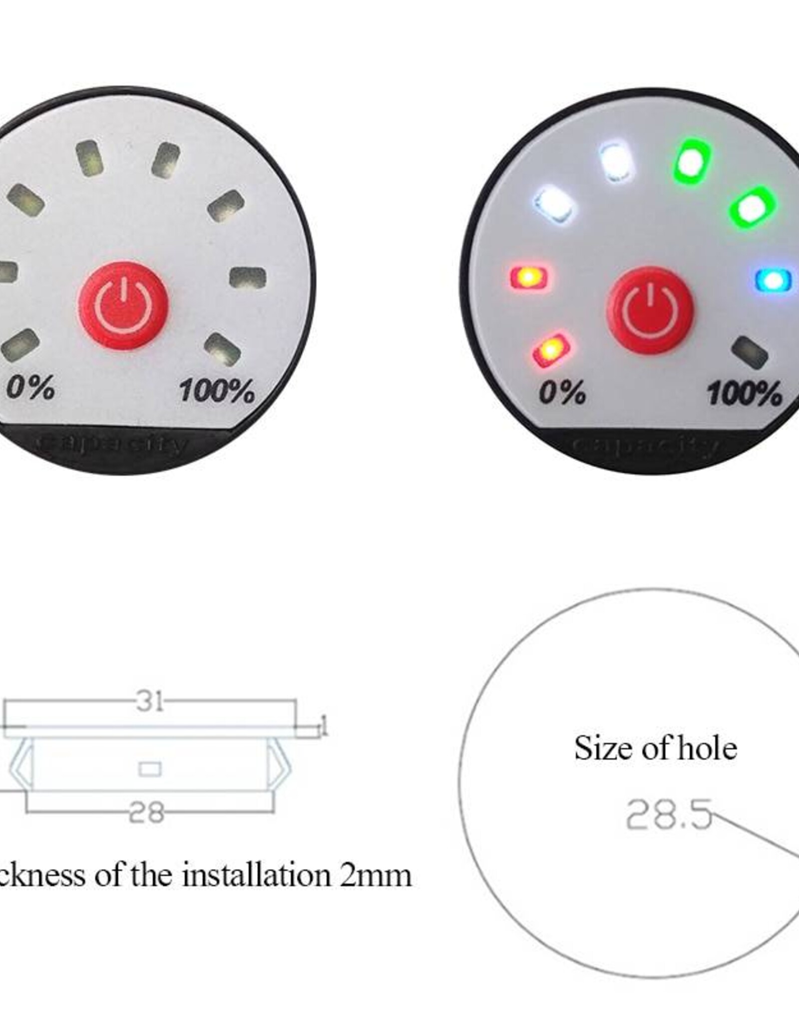 Accu Status Meter 8 tot 80 Volt DC, Programmeerbaar