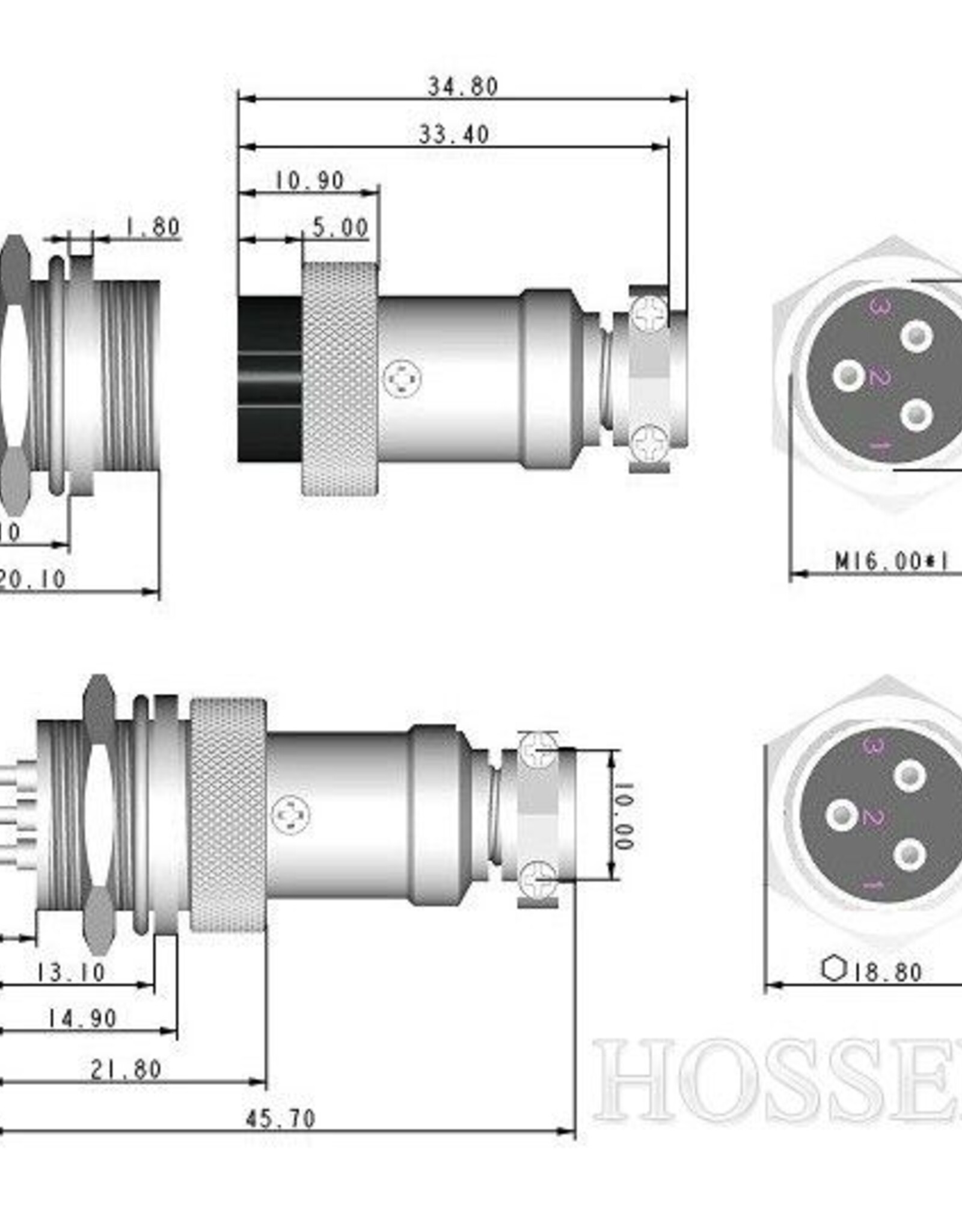 GX16-7 Connector, 7 Pins Power Connector
