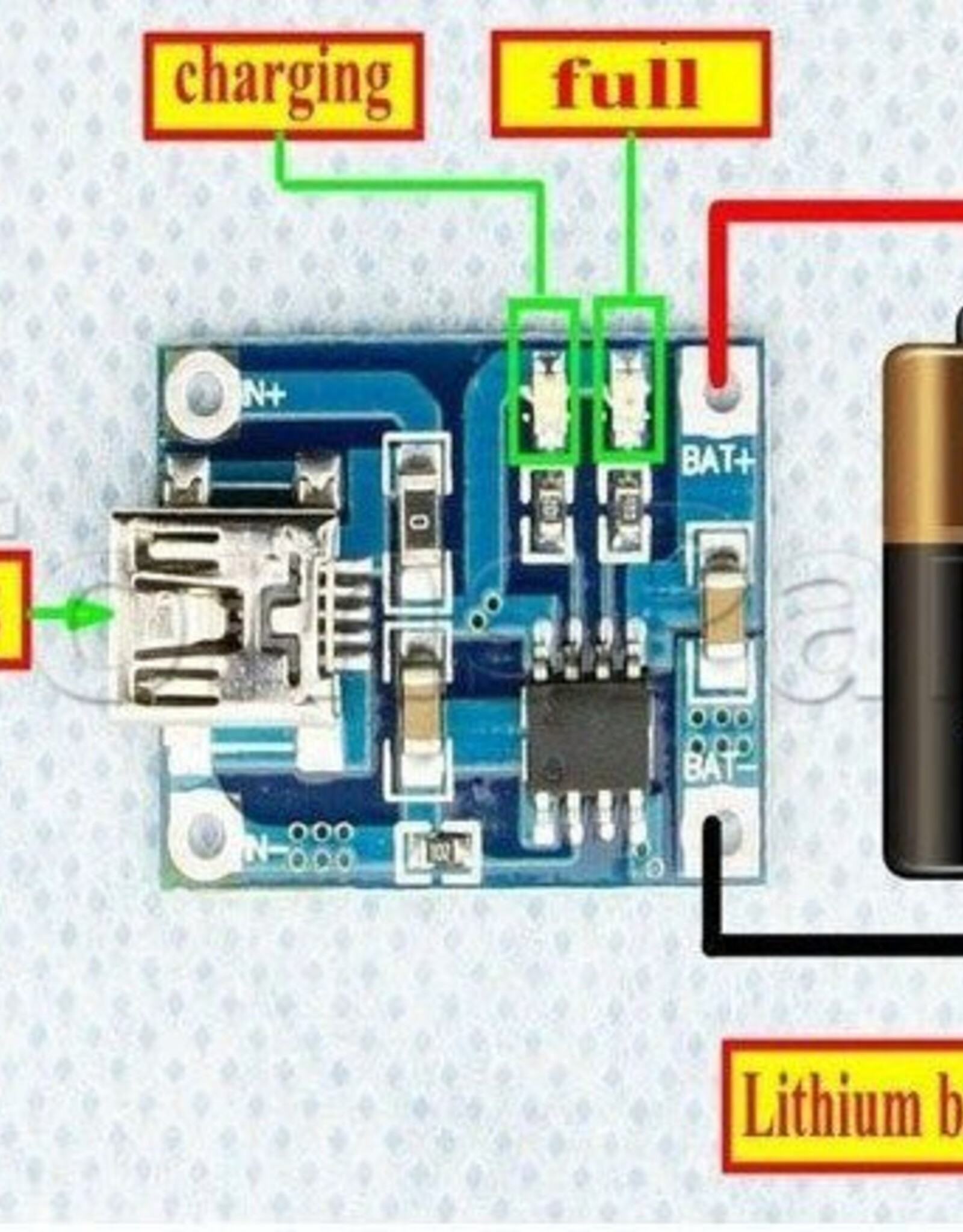 Li-Ion, LiPo, USB Lader Module, 1000mA