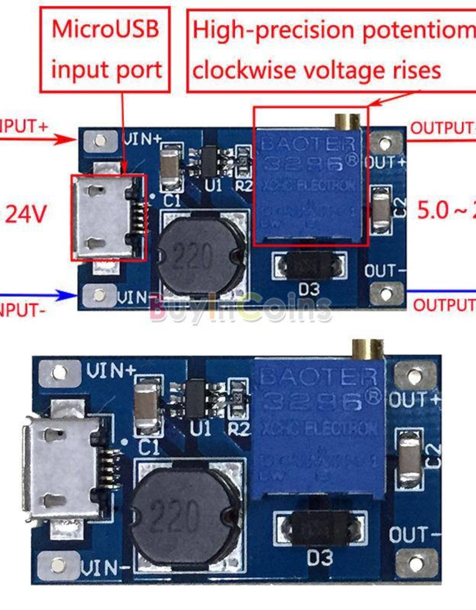 Micro USB step up inverter
