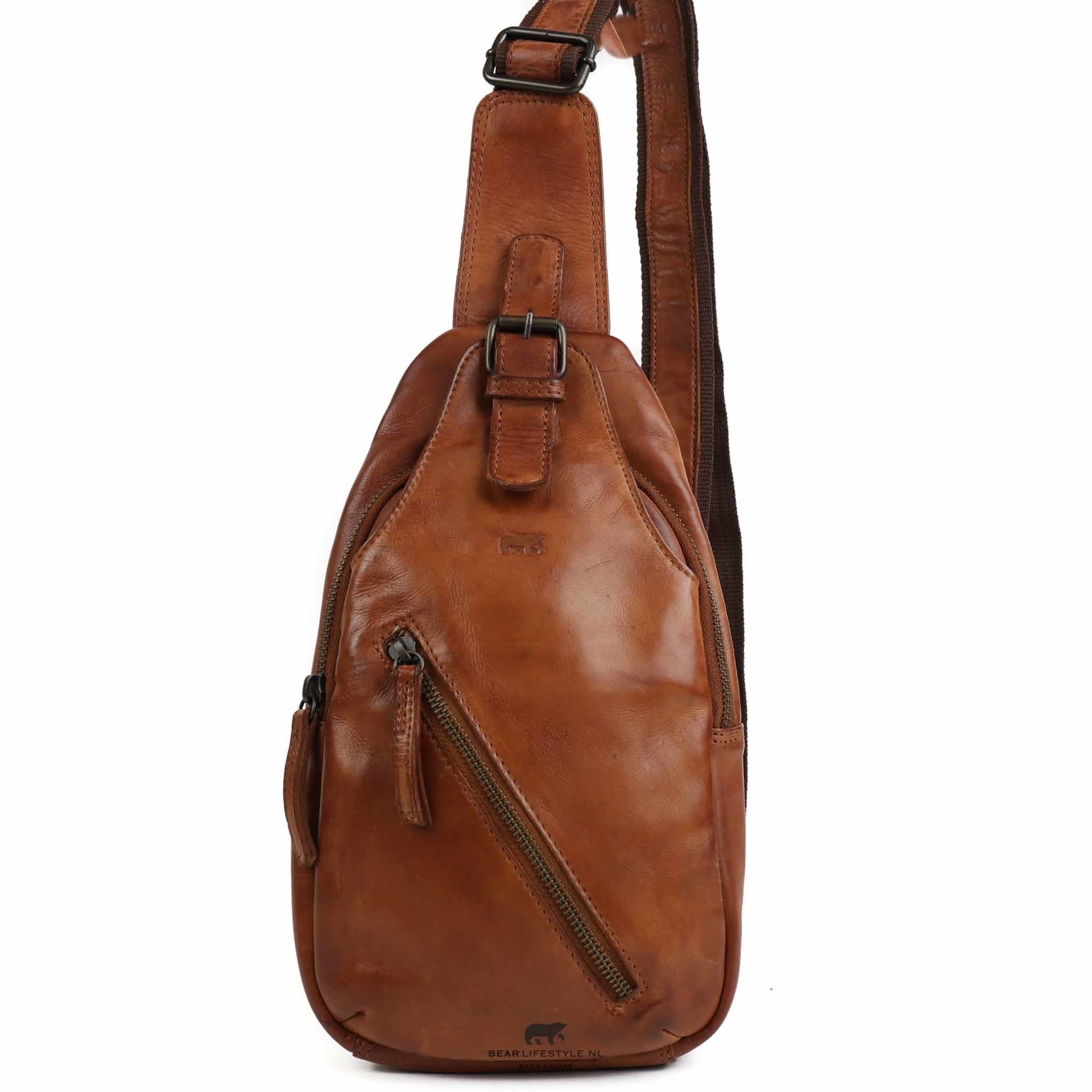 Bear Design Daley leren Cross-over/bodybag cognac