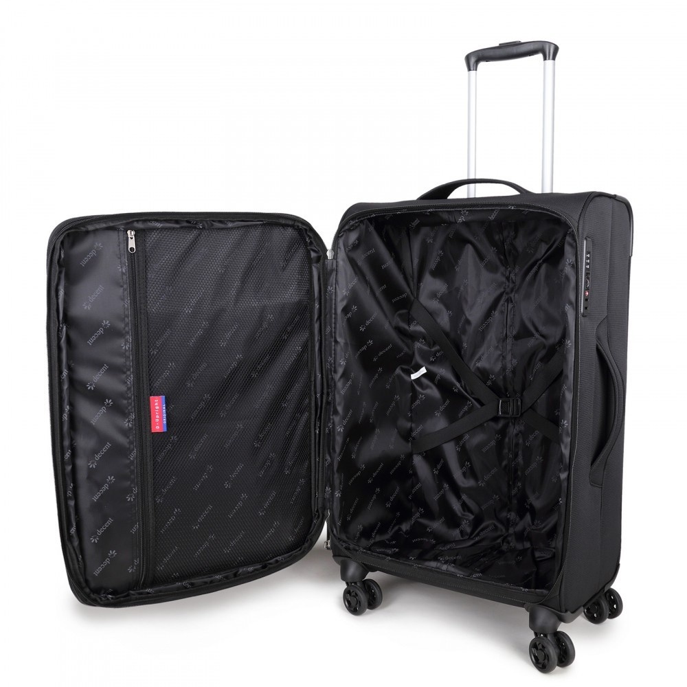 Decent D-Upright 66cm reiskoffer-trolley expendable zwart