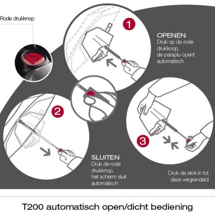 Knirps T200 duomatic opvouwbare paraplu navy