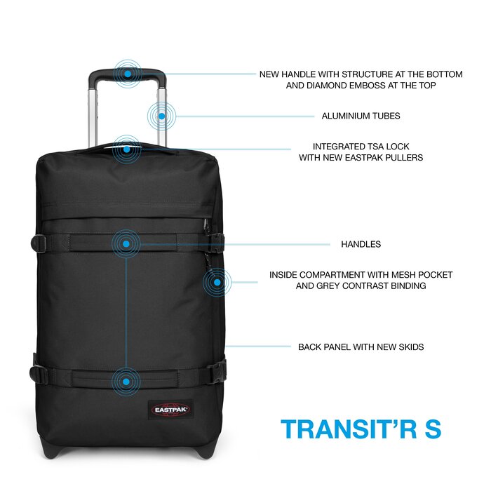 Eastpak Transit'r Small-handbagage wieltas-black