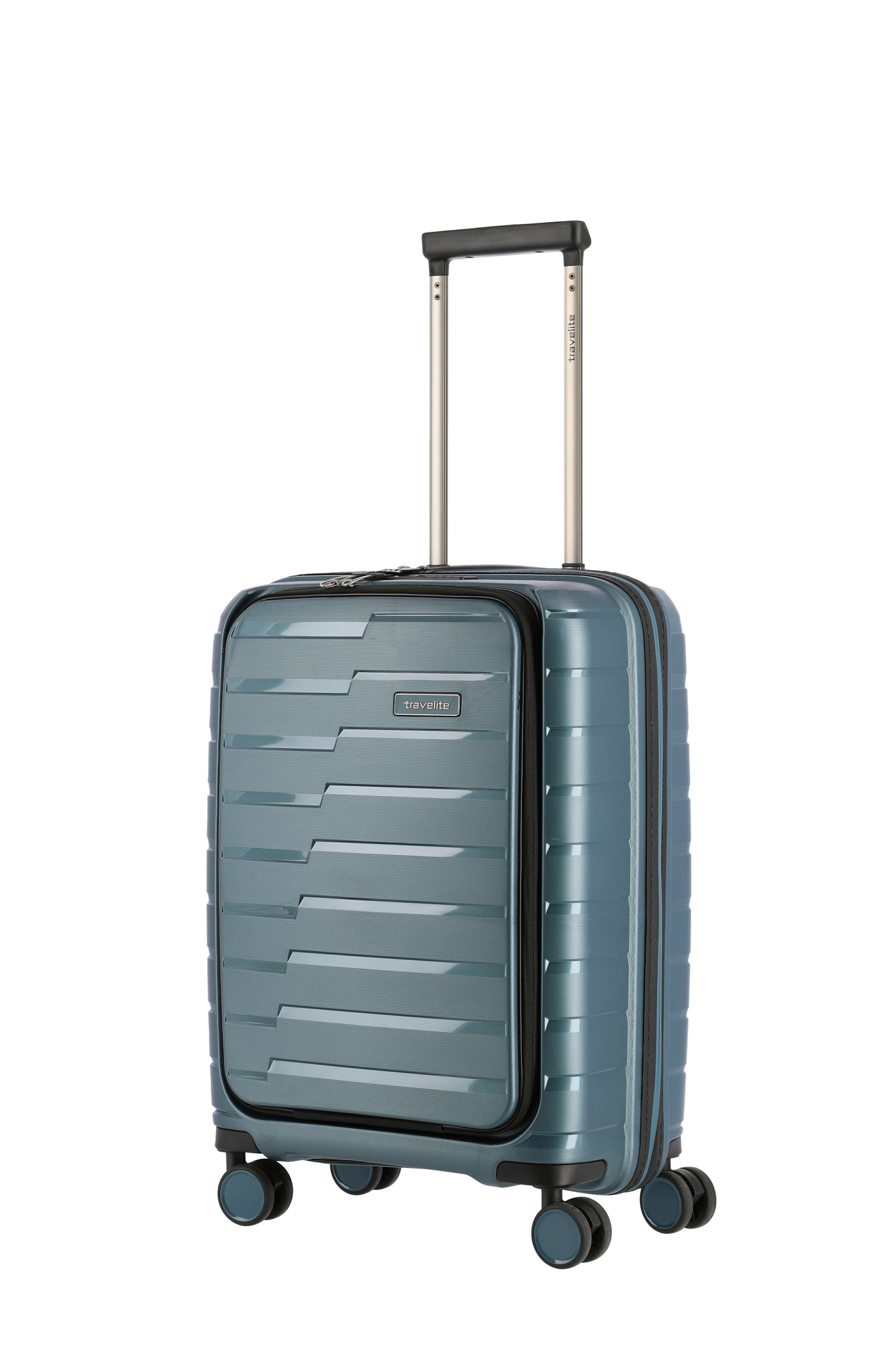 Travelite Air Base S 4-wiel cabinluggage-front pocket ice blue