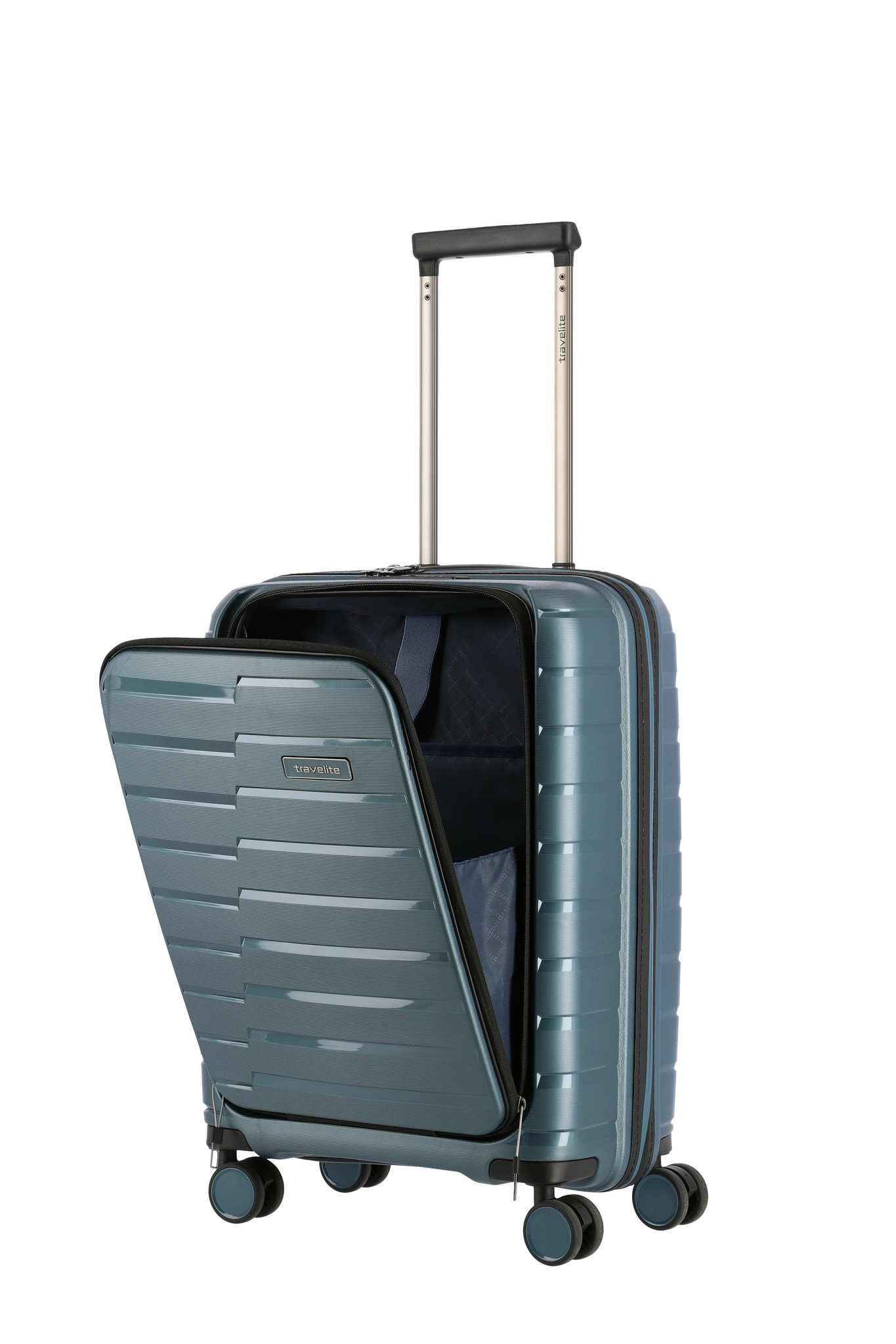 Travelite Air Base S 4-wiel cabinluggage-front pocket ice blue