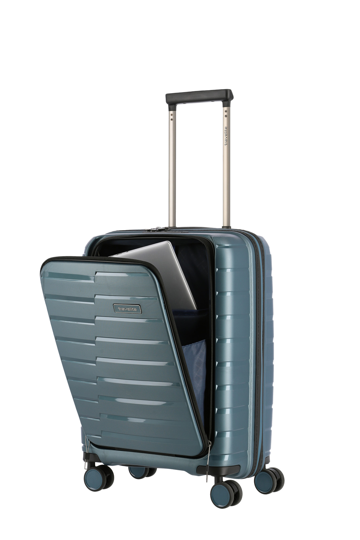 Travelite Air Base S 4-wiel cabinluggage-front pocket ice blue