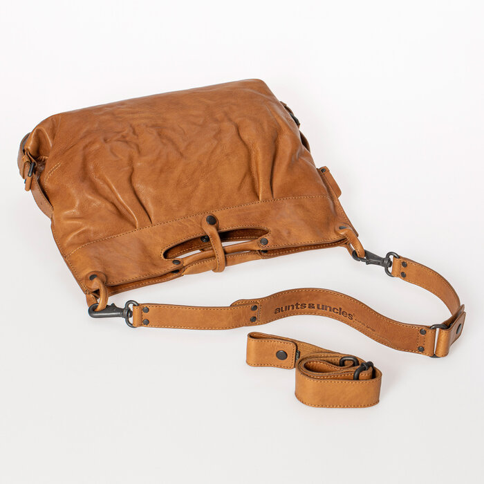 Aunts&Uncles Mrs. Muffin leren schoudertas caramel