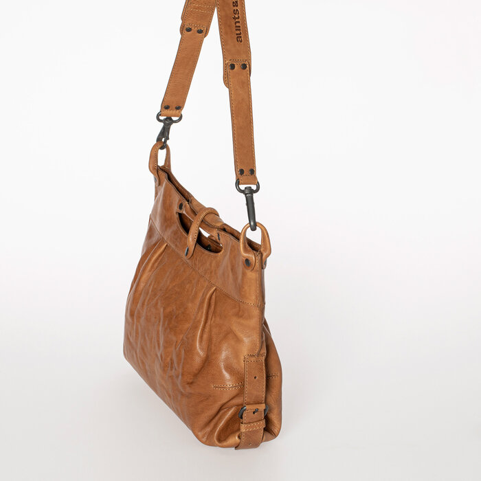 Aunts&Uncles Mrs. Muffin leren schoudertas caramel