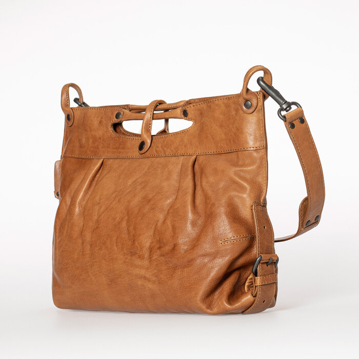 Aunts&Uncles Mrs. Muffin leren schoudertas caramel