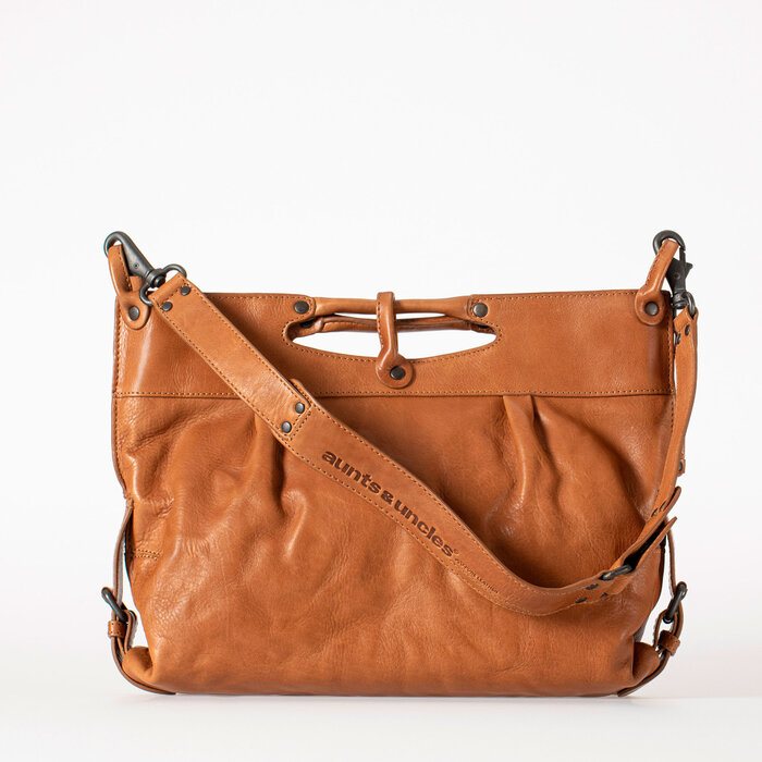 Aunts&Uncles Mrs. Muffin leren schoudertas caramel