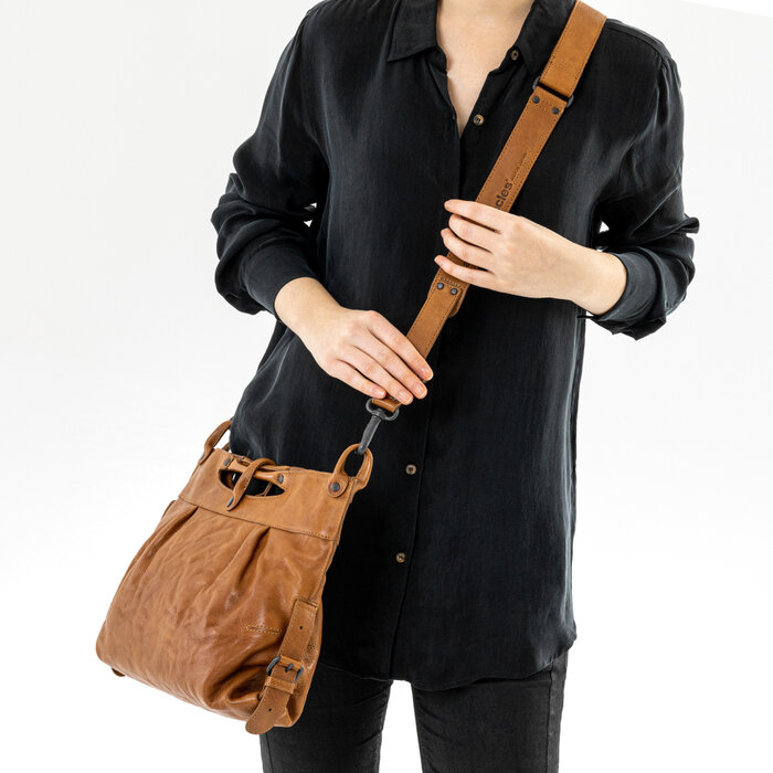 Aunts&Uncles Mrs. Muffin leren schoudertas caramel