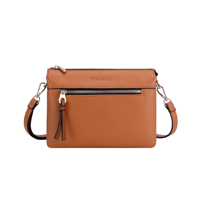 David Jones Holia 3-vaks schoudertasje cognac