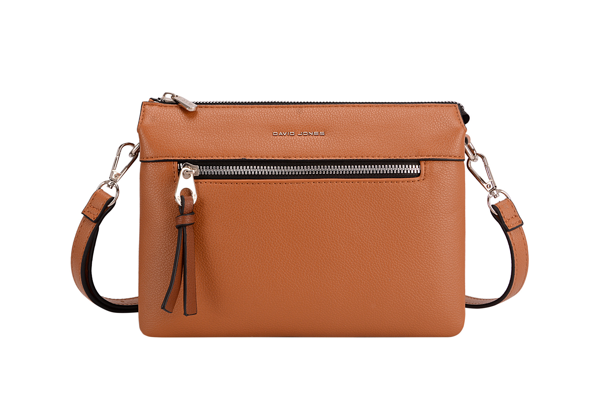 David Jones Holia 3-vaks schoudertasje cognac