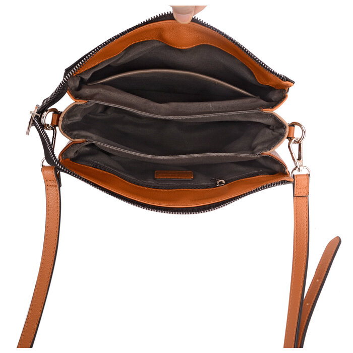David Jones Holia 3-vaks schoudertasje cognac