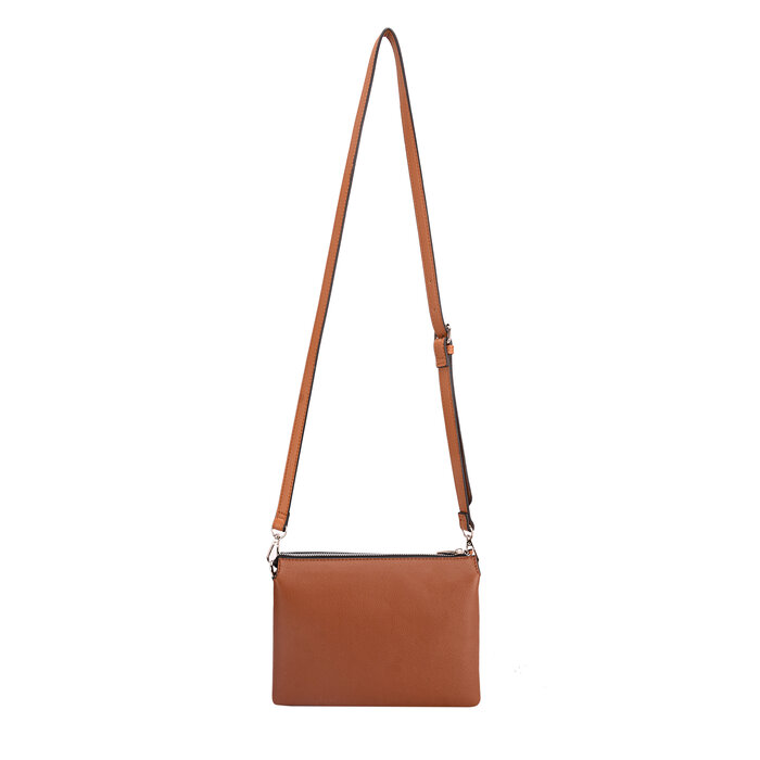 David Jones Holia 3-vaks schoudertasje cognac