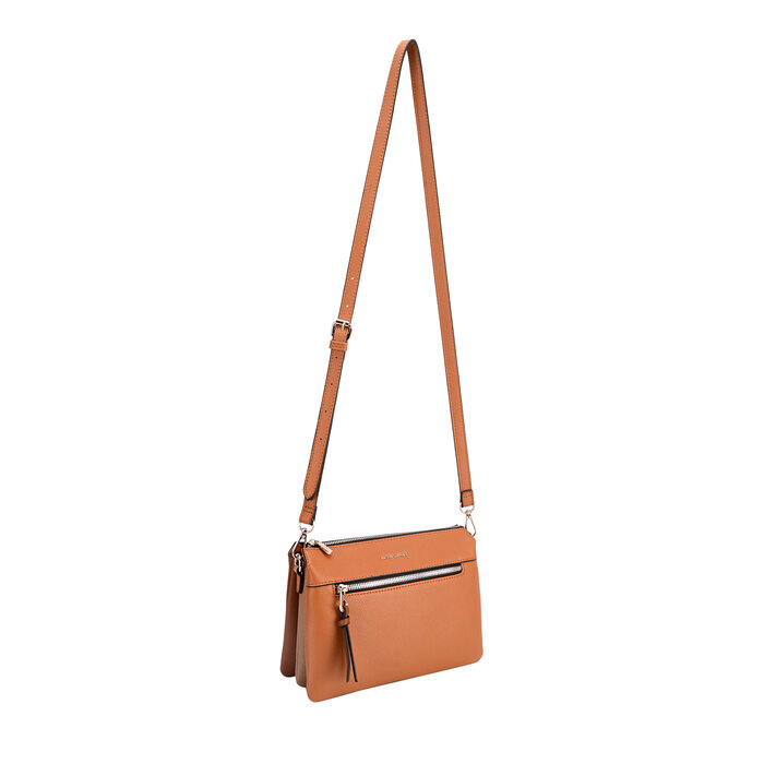 David Jones Holia 3-vaks schoudertasje cognac