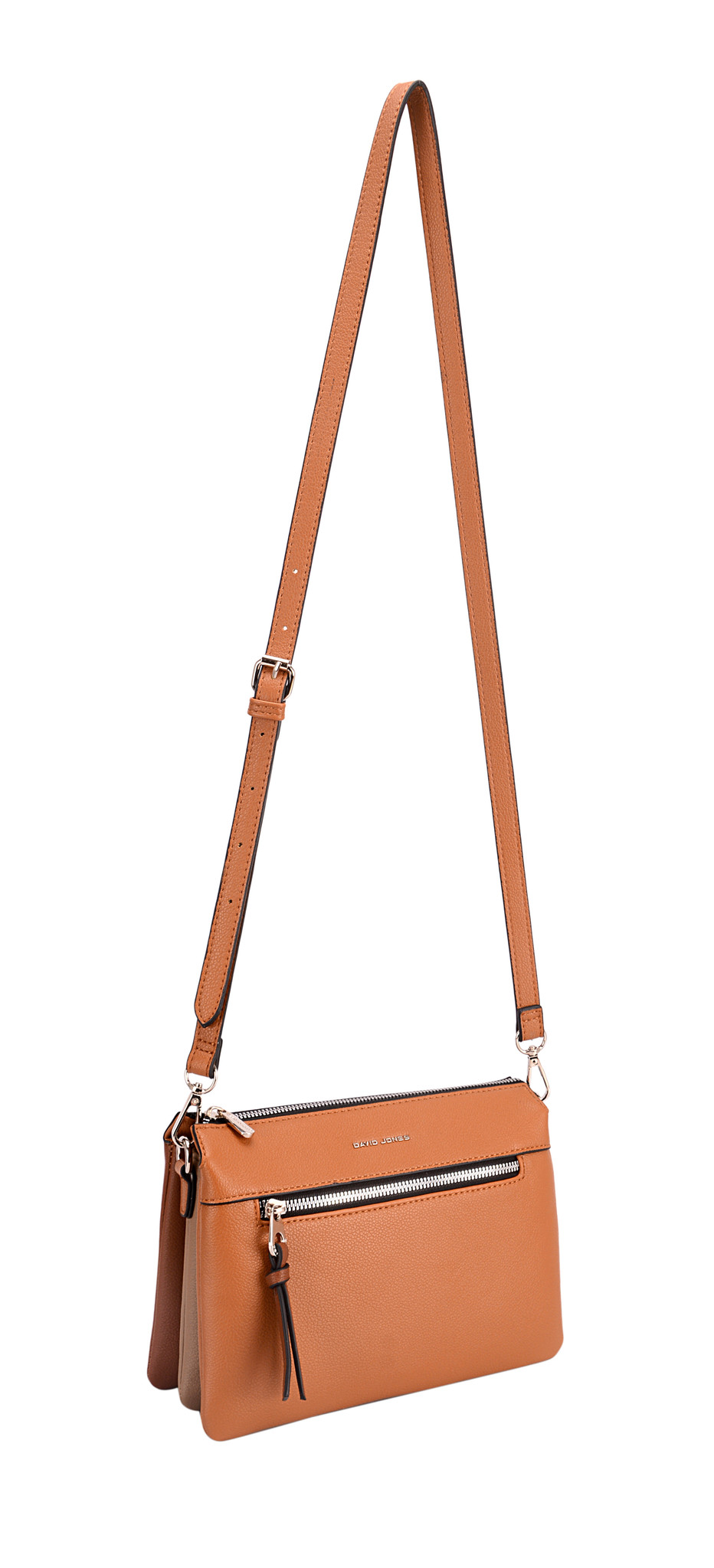 David Jones Holia 3-vaks schoudertasje cognac