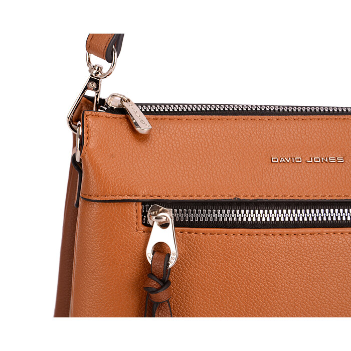 David Jones Holia 3-vaks schoudertasje cognac
