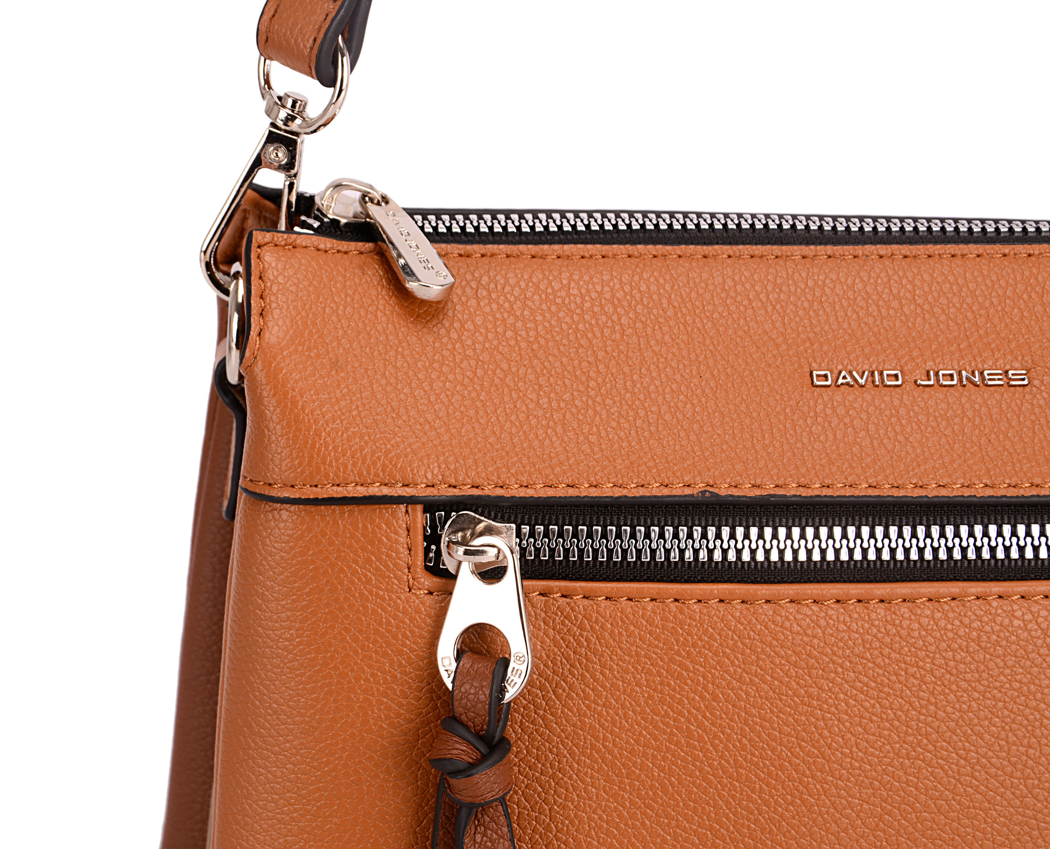 David Jones Holia 3-vaks schoudertasje cognac