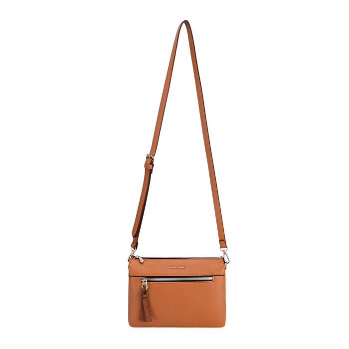 David Jones Holia 3-vaks schoudertasje cognac