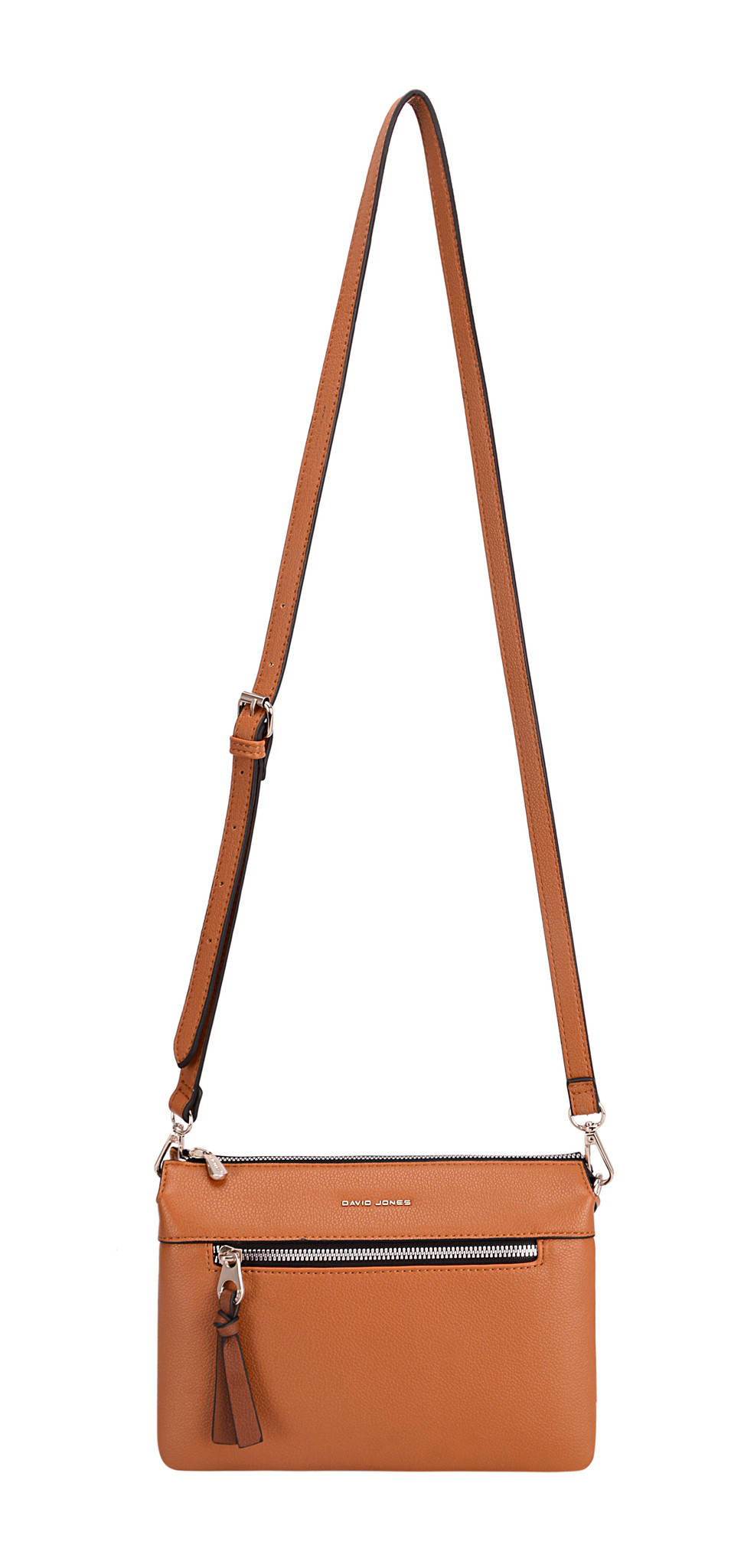 David Jones Holia 3-vaks schoudertasje cognac