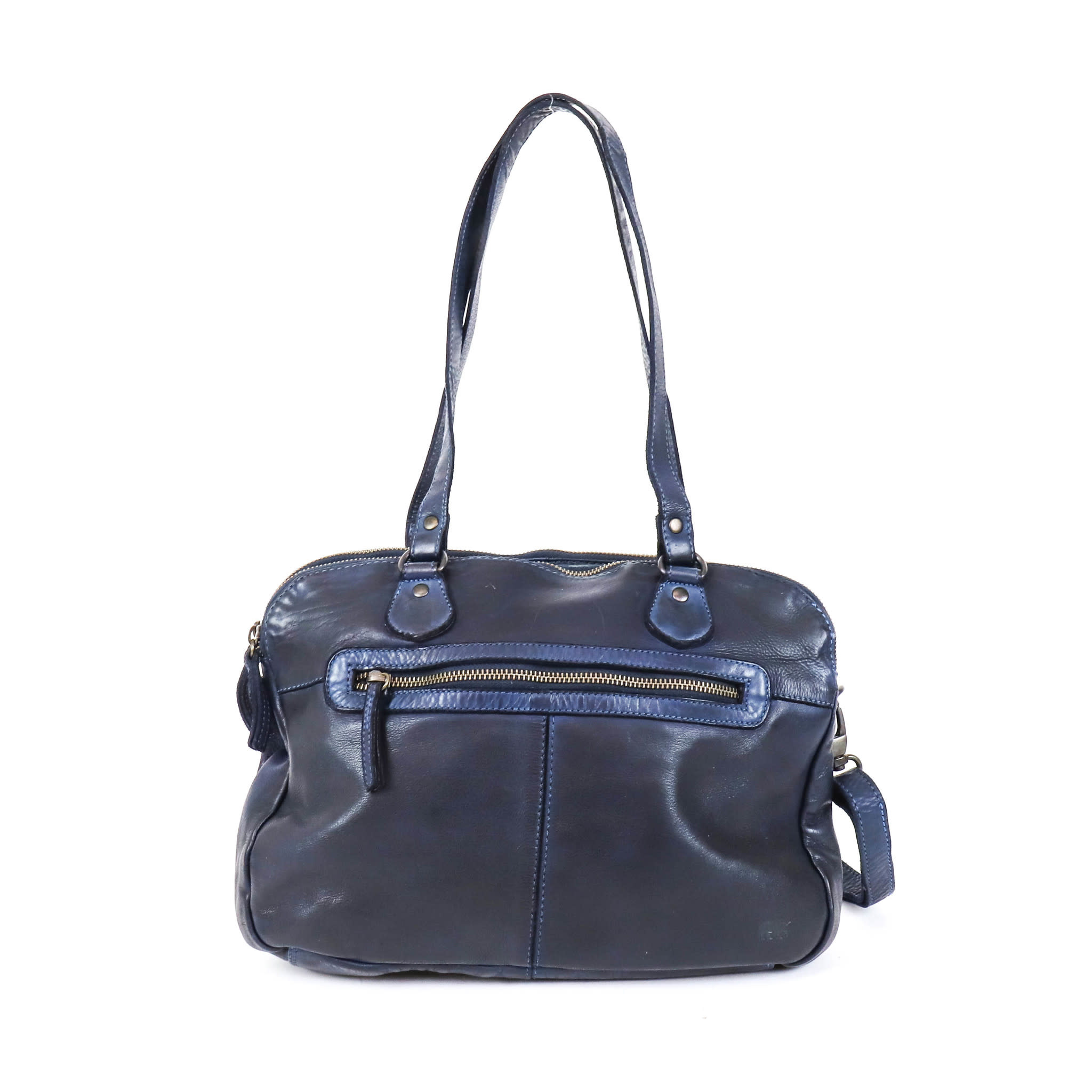THL Design Kleine Dames Schoudertas Klein Tasje 3 vakken Bag Strap  Tassenriem zwart / wit Zwart - Lute Lederwaren