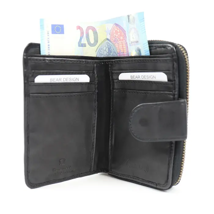 Bear Design Loet 10cc rits-portemonnee zwart