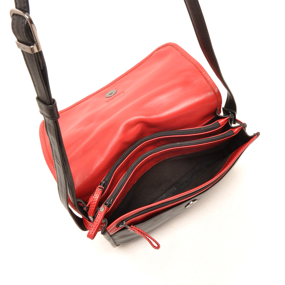 Berba Soft 3-vaks schoudertas black red