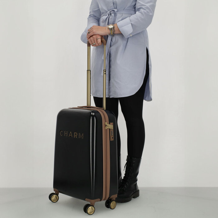 Charm London Charm London Travel 55cm handbagage-koffer zwart
