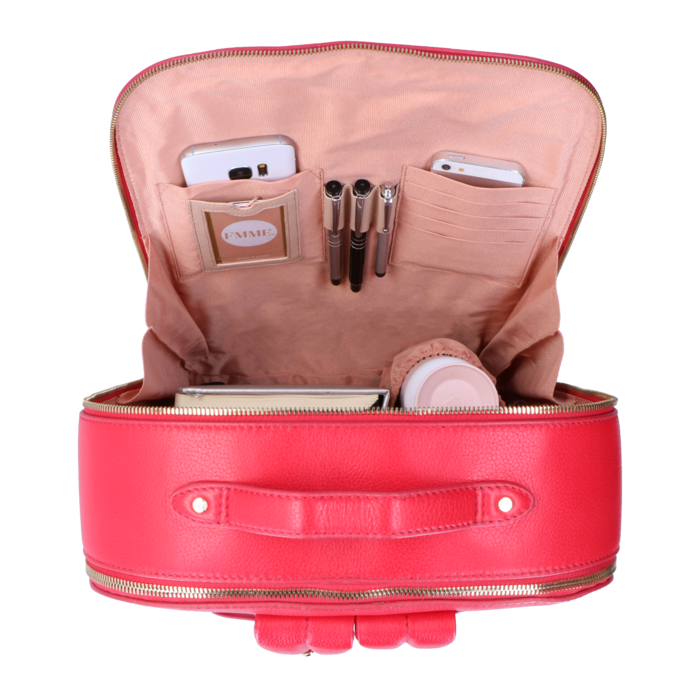 FMME. Claire 13.3" laptop-leren rugtas grain red