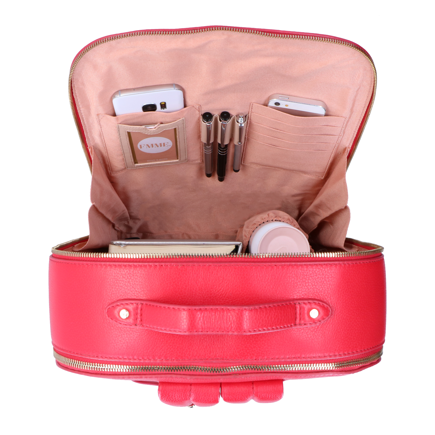 FMME. Claire 13.3" laptop-leren rugtas grain red