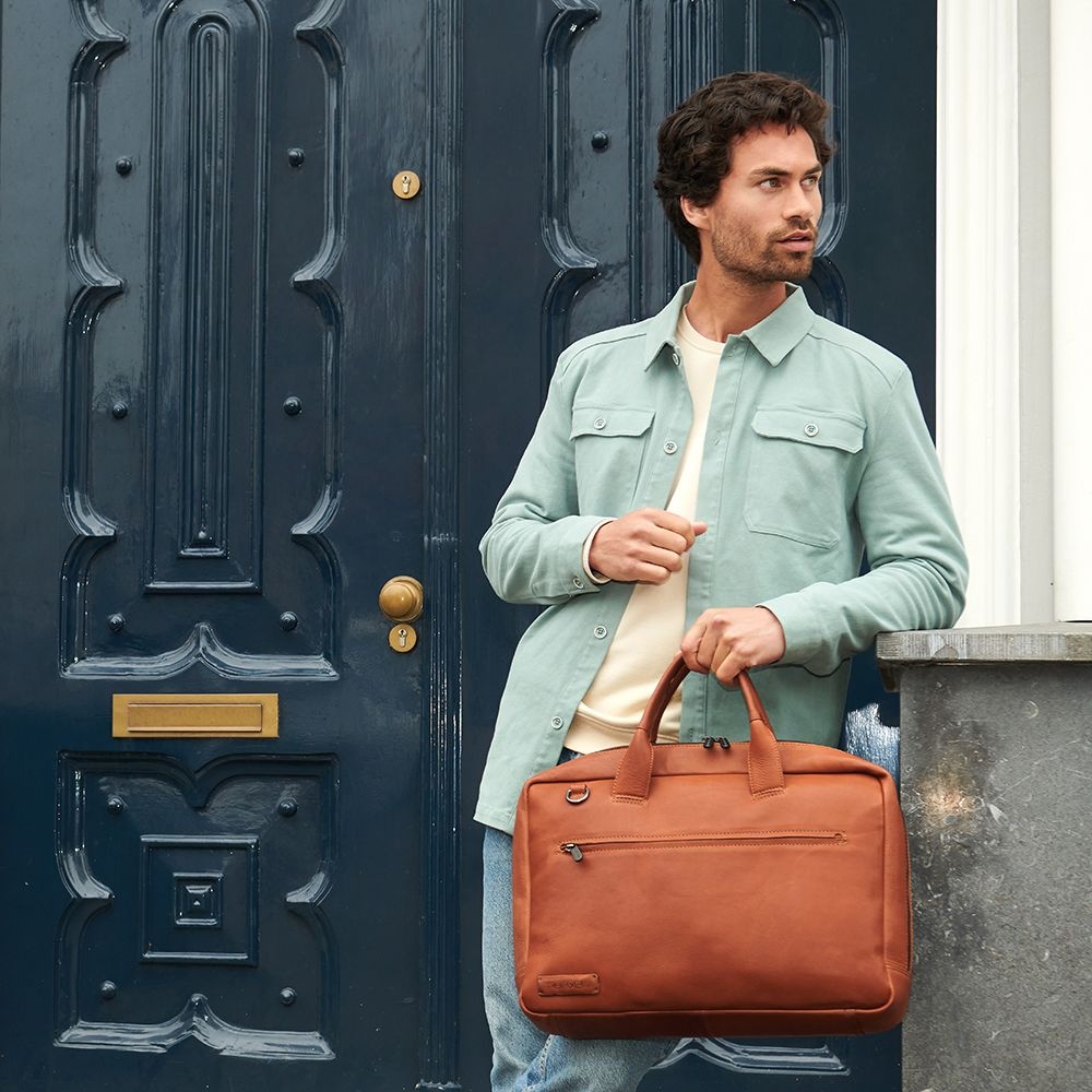 Plevier Liyod 17.3" Laptop Business Tas cognac