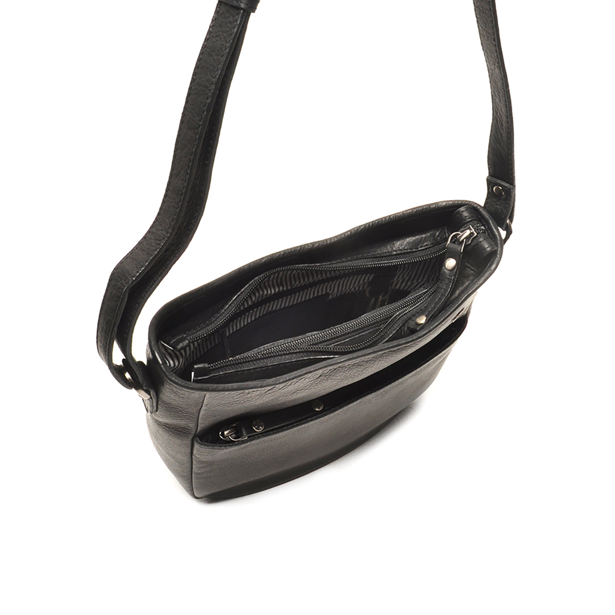 Berba Lucca leren crossbody-tas 335-044 zwart