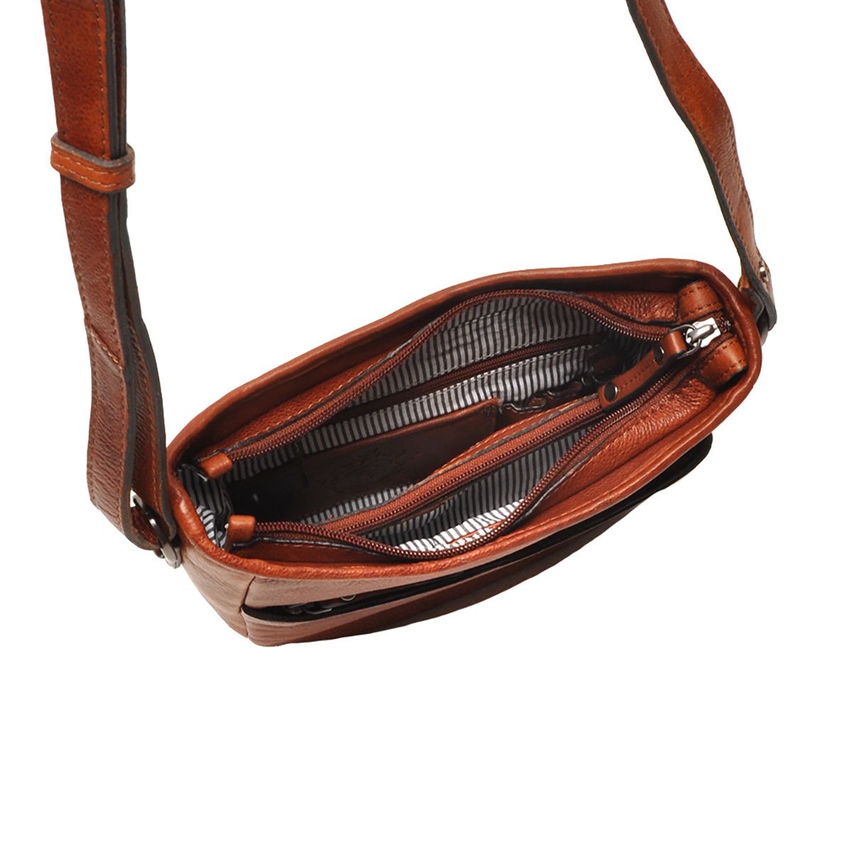 Berba Lucca leren crossbody-tas 335-044 brandy