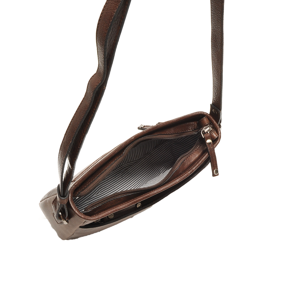 Berba Berba Lucca leren crossbody-tas chocolate
