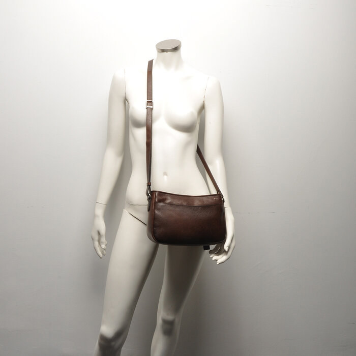 Berba Berba Lucca leren crossbody-tas chocolate