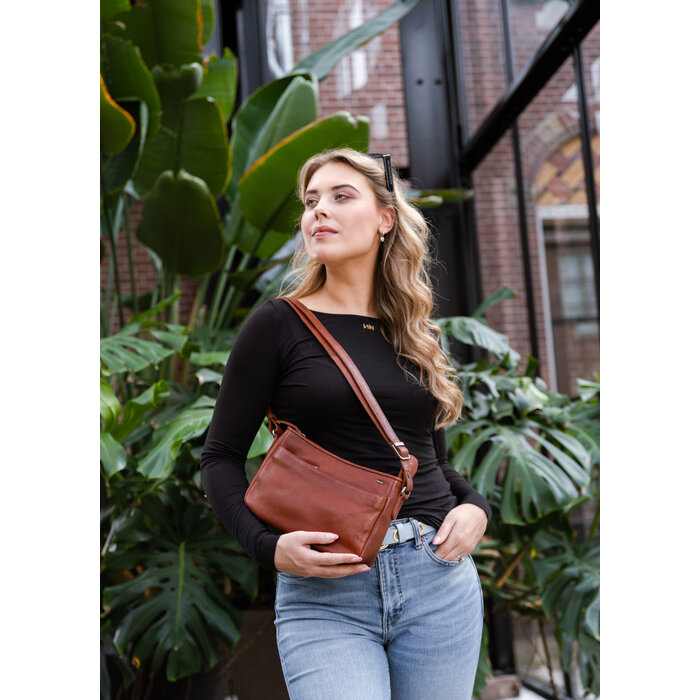 Berba Berba Lucca leren crossbody-tas 335-043 brandy