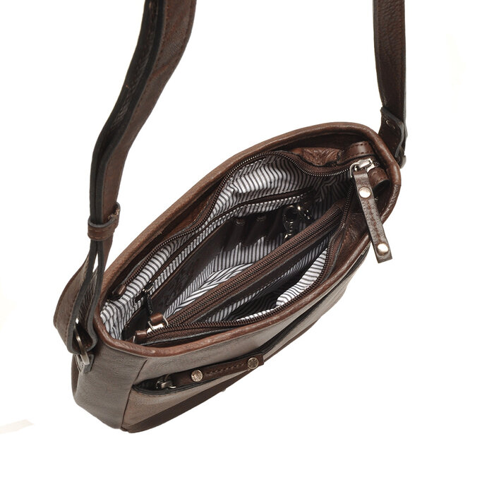 Berba Berba Lucca leren crossbody-tas chocolate