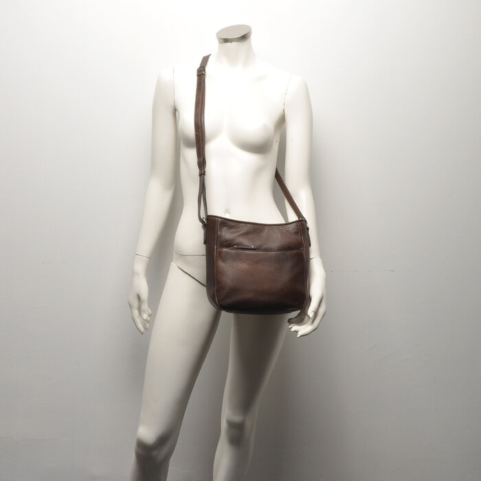 Berba Berba Lucca leren crossbody-tas chocolate