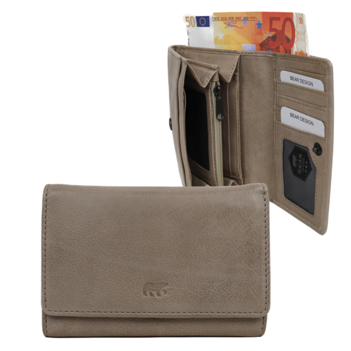 Bear Design Bear Design Flappie 11cc RFID overslag portemonnee grijs