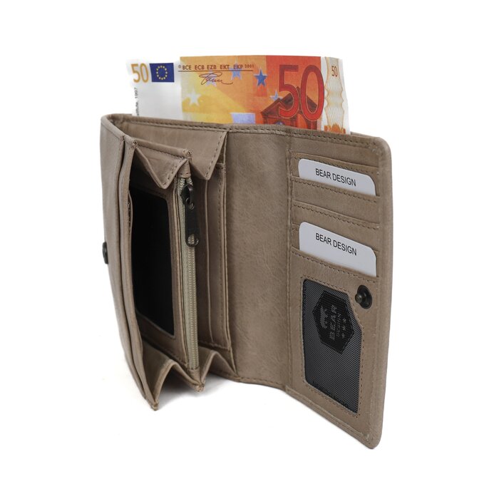 Bear Design Bear Design Flappie 11cc RFID overslag portemonnee grijs