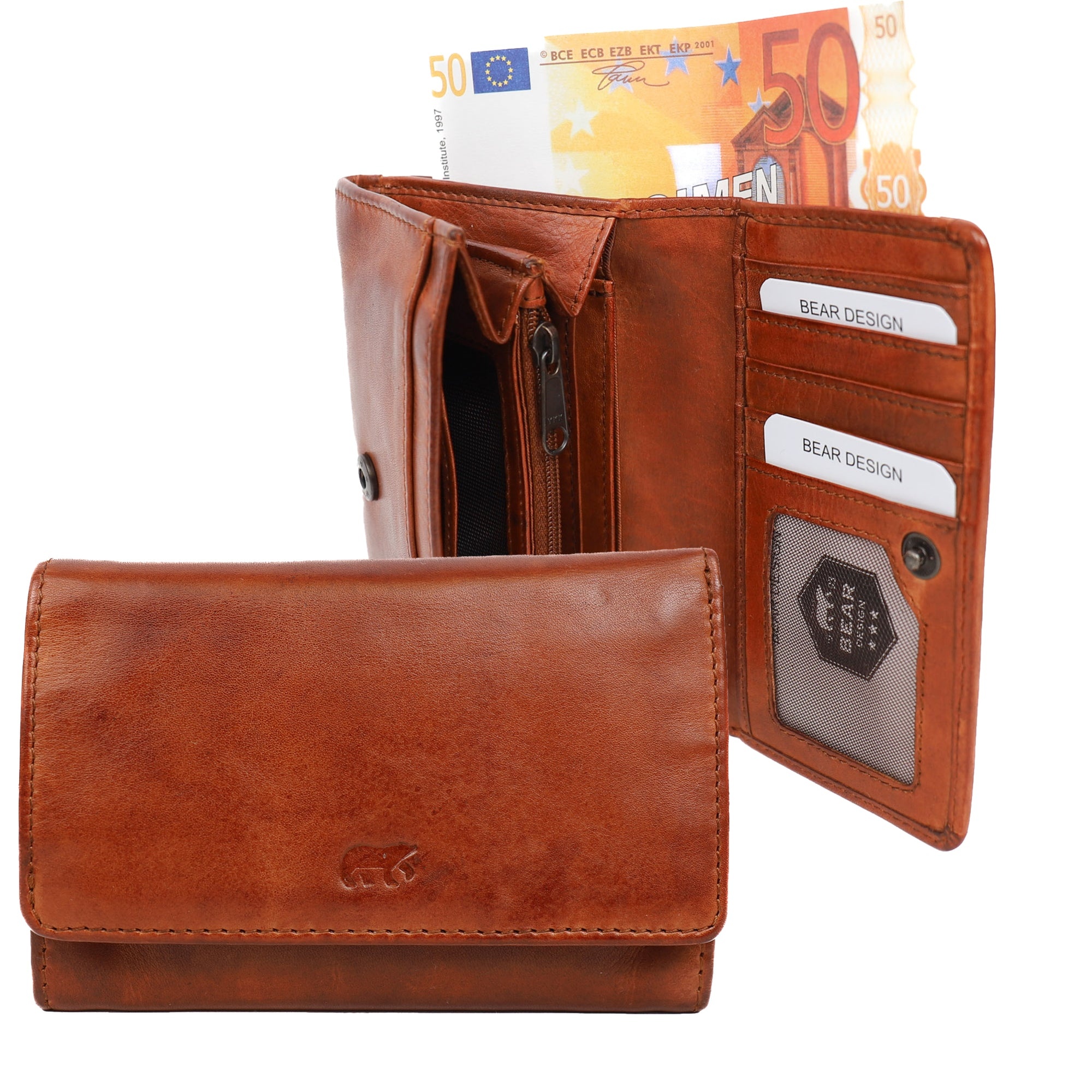 Bear Design Bear Design Flappie Damesportemonnee cognac